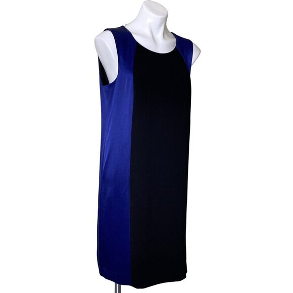 DKNY Colorblock Optical Illusion Shift Dress, Black and Blue Women's Size 10 - Picture 3 of 10